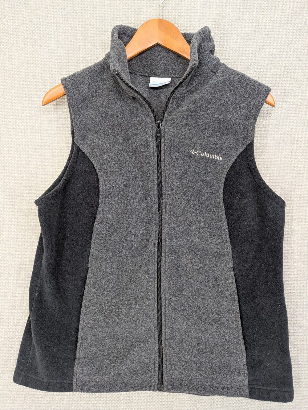 Columbia Vest Large Blue Full Zip Fleece Casual Hiking Outdoors -0325G126